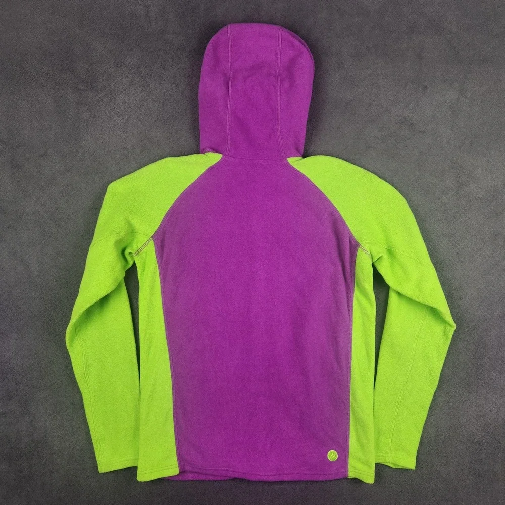 Marmot Power Stretch Hoodie Girls XL‎ Purple Lime Green Colorblock Full Zip
